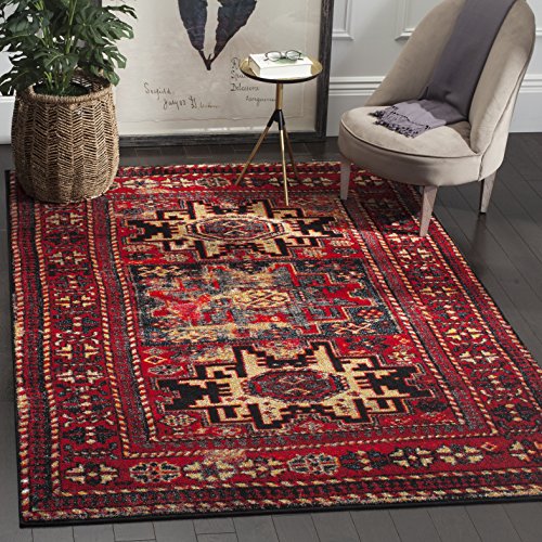 SAFAVIEH Vintage Hamadan Collection Accent Rug - 4' x 6', Red & Multi, Oriental Persian Design, Non-Shedding & Easy Care, Ideal for High Traffic Areas in Entryway, Living Room, Bedroom (VTH213A) - color: Red/Multi, size: 4' x 6' (Rectangular)