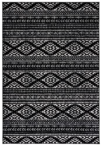 SAFAVIEH Tulum Collection Accent Rug - 2' x 4', Black & Ivory, Moroccan Boho Tribal Design, Non-Shedding & Easy to Clean, Ideal for Front Door, Kitchen, Entryway, Foyer (TUL272Z) - color: Black/Ivory, size: 2' x 4' (Rectangular)