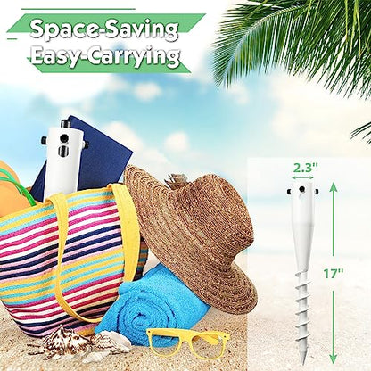Beach Umbrella Sand Anchor,Heavy Duty Metal No Dig Beach Sand Ground Umbrella Anchor Stake,Windproof Strong Umbrella Screw Holder Stand for Umbrellas,Poles, Christmas Tree Stand Holder - color: White