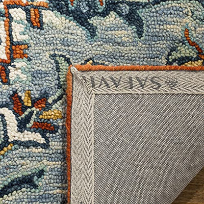 SAFAVIEH Aspen Collection X-Large Area Rug - 11' x 15', Blue & Rust, Handmade Boho Wool, Ideal for High Traffic Areas in Living Room, Bedroom (APN312A) - size: 11' x 15' (Rectangular)