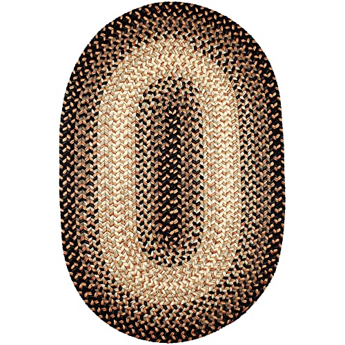 Super Area Rugs Oval 2X3 Black/Gray/Gold Braided Rug Hartford Primitive Decor Carpet - Indoor Outdoor - 2' X 3' Woven Entryway Carpet - color: Charcoal, size: 2' x 3' (Oval)