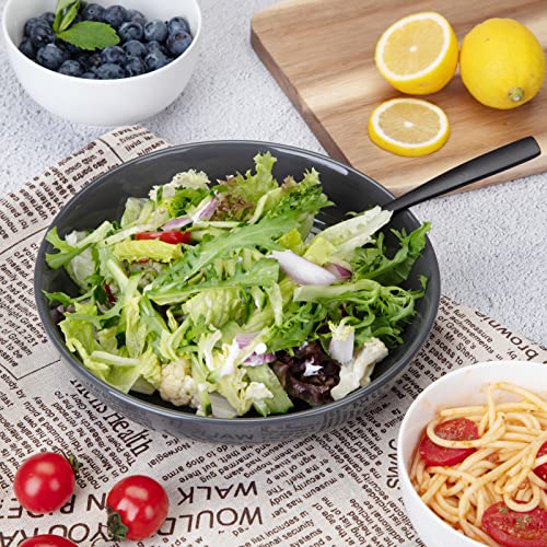 Pasta Bowls Set of 6, Large Salad Bowls Soup Bowl Ceramic Bowls for Kitchen, Microwave Dishwasher Safe, 22oz Bowl Plates (Dark Gray) - color: Dark Gray