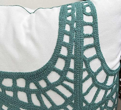 Embroidered Nautical Decor Pillow Cover,Square 18 Inches Decorative Canvas Pillow Cover for Nautical Style Deco by (Seagreen-Starfish-New)