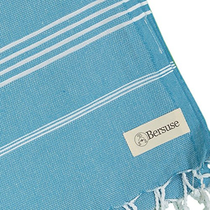 Bersuse Towels Anatolia XL Beach Blanket Throw Blanket Turkish Towel 100% Cotton Extra-Large Quick-Dry Lightweight Premium Peshtemal Towel - 61x82 Inches, Sea Blue - color: Sea Blue