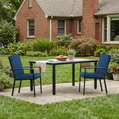 Outdoor Chair Cushions Set of 4, 18 x 16.5 Inch, Navy Blue | Water-Resistant, Fade-Resistant, Patio Furniture Dining Chair Seat Replacement with Mid Back, Ties Zipper, Removable Cover - color: Navy Blue, size: 18" x 16.5" 4 Pack