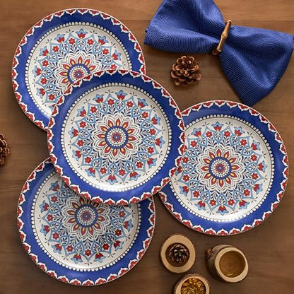 Bico Boho Totem Salad Plates Set of 4, 8.75 Inch Ceramic Dessert Plates for Salad, Appetizer, Side Dishes, Microwave and Dishwasher Safe, Gift for Housewarming and Thanksgiving - color: Boho Totem