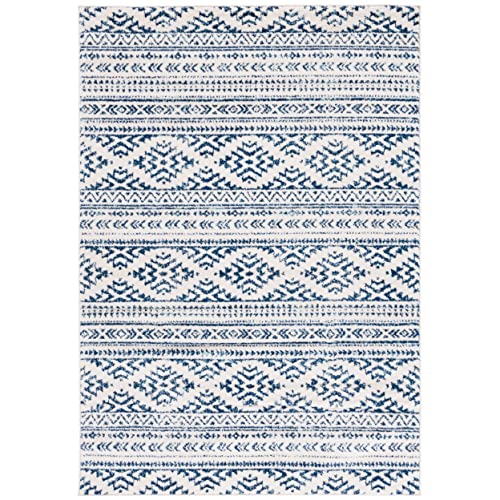 SAFAVIEH Tulum Collection Accent Rug - 2' x 4', Ivory & Navy, Moroccan Boho Tribal Design, Non-Shedding & Easy to Clean, Ideal for Front Door, Kitchen, Entryway, Foyer (TUL272D) - color: Ivory/Navy, size: 2' x 4' (Rectangular)
