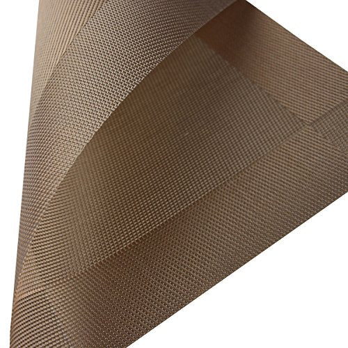 Placemats Washable PVC Placemats Plastic Wipe Clean for Kitchen Table Stain-resistand Woven Vinyl Wine Table Mats 12x18 inches Set of 4（Champagne） - color: Champagne, size: placemats set of 4