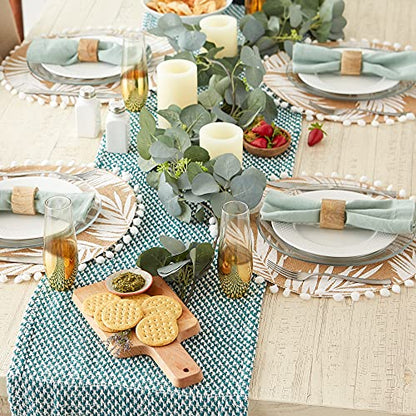DII Woven Basics Collection 100% Cotton Knit Table Runner, 15x72, Teal - color: Teal, size: 15x72"