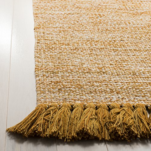 SAFAVIEH Montauk Collection Accent Rug - 2'3" x 3'9", Gold, Handmade Tassel Cotton, Ideal for High Traffic Areas in Entryway, Living Room, Bedroom (MTK610I) - color: Gold, size: 2'3" x 3'9" (Rectangular)