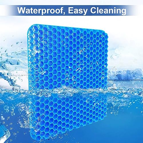 Egg Gel Seat Cushion, Breathable Gel Cushion Chair Pads with Non-Slip Cover for Home Office Car Wheelchair, Honeycomb Design Egg Seat Cushion As Seen On TV - color: Blue, size: 16 x 14 x 1.65 inch