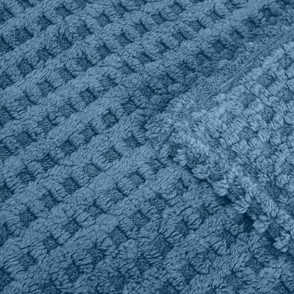Soft Cozy Fuzzy Fleece Queen Size Blanket, Waffle Slate Blue, 90x90 Inches – Lightweight, Fluffy, and Warm 3D Jacquard All-Season Blanket for Bed, Couch, Sofa, Camping, and Travel - color: Waffle Slate Blue, size: Queen (90" x 90")