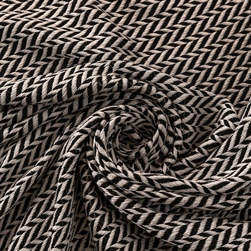 Peshtemania Premium Cotton Light Weight Boho Throw Blanket 50”x60” Gray Black and Off White for Bed Chair Couch Farmhouse Turkish Throws for Sofa Bedroom Outdoor Fall Throw Blanket Yoga Blanket - color: Black