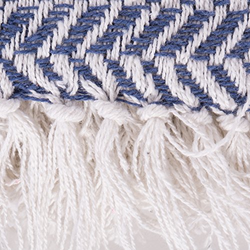 DII Modern Farmhouse Cotton Herringbone Blanket Throw with Fringe for Chair, Couch, Picnic, Camping, Beach, & Everyday Use, 50 x 60 - French Blue - color: French Blue
