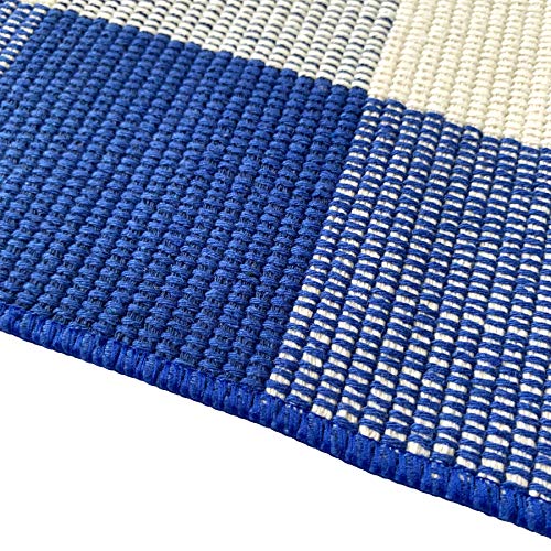 LEVINIS Cotton Farmhouse Blue Buffalo Plaid Rugs- Washable Buffalo Check Area Rugs for Kitchen/Bathroom/Laundry Room/Entry Way, 23.6'' x 51.2'' - color: Blue and White Plaid, size: 1'11" x 4'3" (Rectangular)