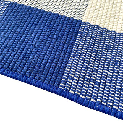 LEVINIS Cotton Farmhouse Blue Buffalo Plaid Rugs- Washable Buffalo Check Area Rugs for Kitchen/Bathroom/Laundry Room/Entry Way, 23.6'' x 51.2'' - color: Blue and White Plaid, size: 1'11" x 4'3" (Rectangular)