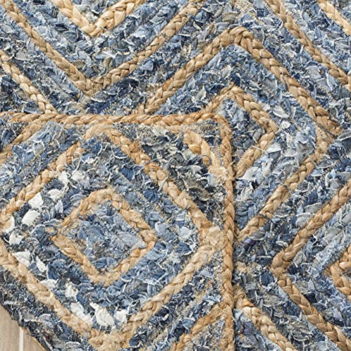 SAFAVIEH Cape Cod Collection Accent Rug - 2' x 3', Natural & Blue, Handmade Flat Weave Diamond Braided Jute & Denim, Ideal for High Traffic Areas in Entryway, Living Room, Bedroom (CAP354A) - color: Natural/Blue, size: 2' x 3' (Rectangular)