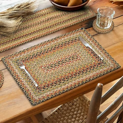 Homespice Kingston Jute Braided Placemats, Rect 13x19 Set of 6 | Multicolor Protects Tabletop in Style and Everyday and Holiday Table Mats, Rich Colors, Reversible and Durable - color: Kingston