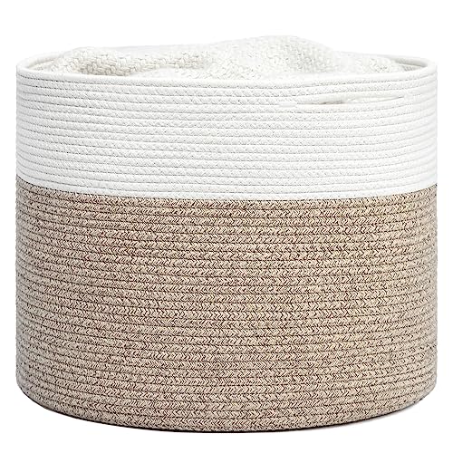 Goodpick Rope Basket for Blankets & Toys, Toy Storage for Organizingr, 45L | 15.8 x 15.8 x 13.8 In Toy Storage Basket for Nursery, Blanket Basket for Living room, Laundry Basket, Light Brown - color: Light Brown, size: 15.8x15.8x13.8 Inch (Pack of 1)