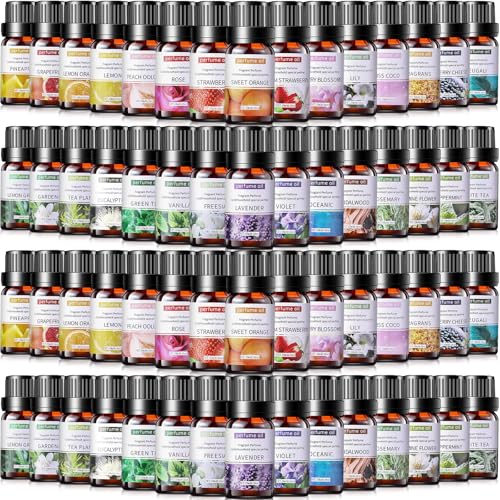Nuanchu 26 Pcs Essential Oil Set for Diffusers Perfume Candle Soap Making | 10ml, Fragrance Aromatherapy, Fruity for Home Use, Skin Care Massage, for Humidifiers Scents, Diy, Laundry, Natural Supplies