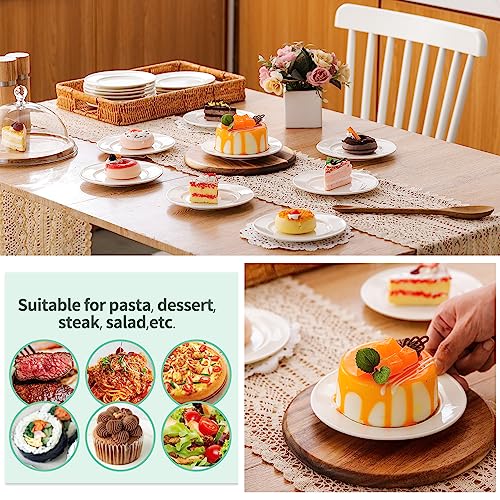 6 Inch Ceramic Small Salad Plates, Round Dessert Plate Set, 18P | White Appetizer Dishes, for Cake Waffles Snacks Side Dish, Oven Microwave Dishwasher Safe, Scratch Resistant, Stackable - style: Round Classic