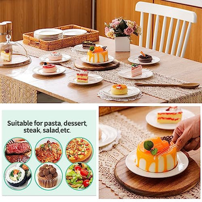 6 Inch Ceramic Small Salad Plates, Round Dessert Plate Set, 18P | White Appetizer Dishes, for Cake Waffles Snacks Side Dish, Oven Microwave Dishwasher Safe, Scratch Resistant, Stackable - style: Round Classic