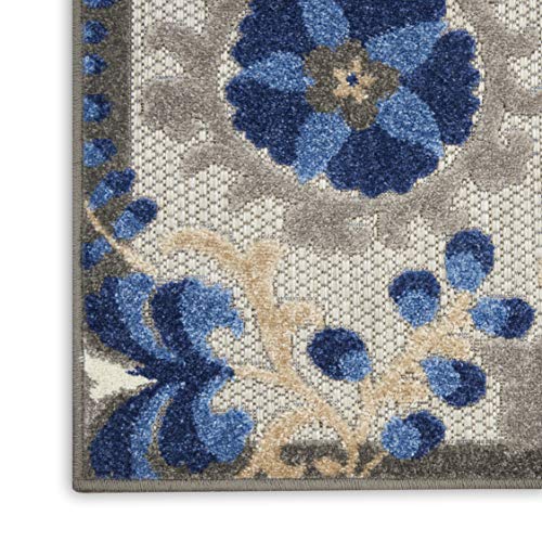 Nourison Home Aloha Natural Blue 2'3" x 10' Area Rug - Easy Clean, Non Shedding, Bed Room, Living Room, Dining Room, Kitchen (10' Runner) - color: Natural Blue, size: 2'3" x 10' (Runner)