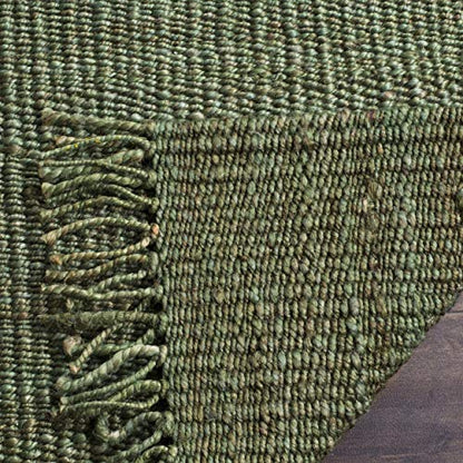 SAFAVIEH Natural Fiber Collection Accent Rug - 3' x 5', Green, Handmade Boho Fringe Woven Jute, Ideal for High Traffic Areas in Entryway, Living Room, Bedroom (NF368G) - color: Green, size: 3' x 5' (Rectangular)