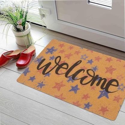 FGSS Patriotic 4th July Independ-Day Welcome-Door-Mats Holiday-Doormats - color: Red Blue Stars Welcome Mat