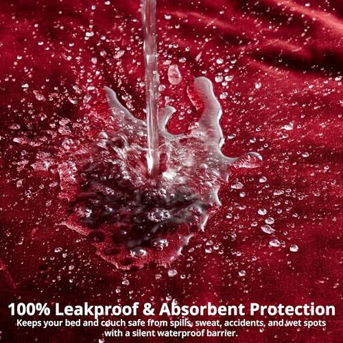 Waterproof Blanket for Bed, 60" x 80" Waterproof Throw Blanket, Leakproof Bed Protector, Absorbent, Spill Proof, Stain Resistant, Reversible Sherpa & Micro Velvet, Machine Washable - color: Red