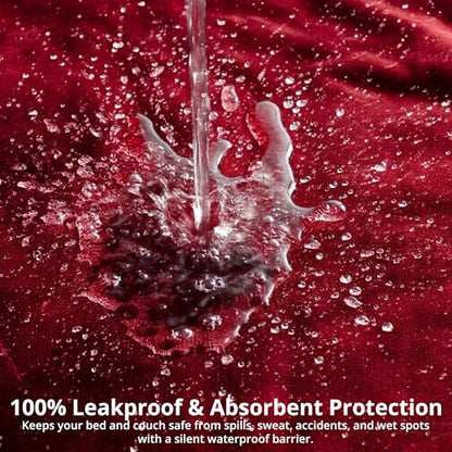 Waterproof Blanket for Bed, 60" x 80" Waterproof Throw Blanket, Leakproof Bed Protector, Absorbent, Spill Proof, Stain Resistant, Reversible Sherpa & Micro Velvet, Machine Washable - color: Red