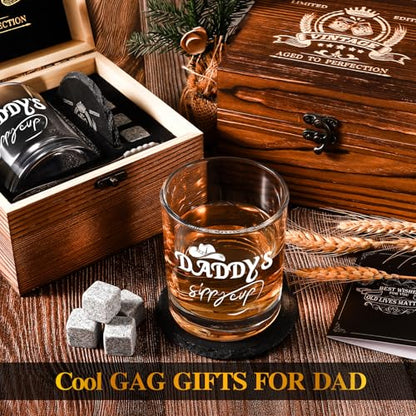 Daddy's Sippy Cup Whiskey Glasses 12 oz, Funny Dad Gifts for New Dad, New Fathers, Husband, Rocks Glasses First Fathers Day from Daughter, Kids, Son, Wife, Cool Papa Gift for Birthday - style: Daddy's Sippy Cup Whiskey Glass