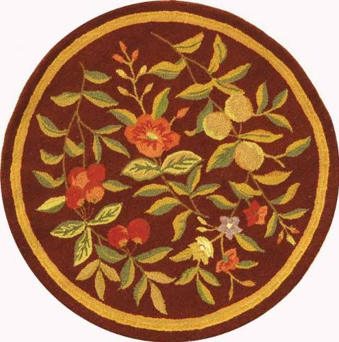 SAFAVIEH Chelsea Collection 3' Round Burgundy HK210C Hand-Hooked French Country Wool Area Rug - color: Burgundy, size: 3' (Round)