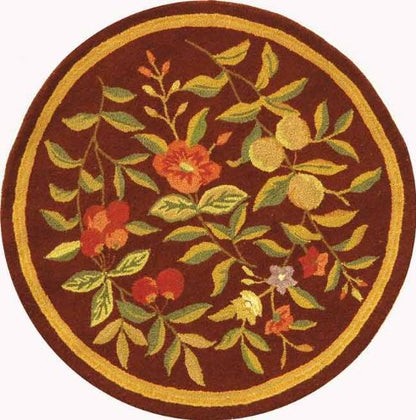 SAFAVIEH Chelsea Collection 3' Round Burgundy HK210C Hand-Hooked French Country Wool Area Rug - color: Burgundy, size: 3' (Round)
