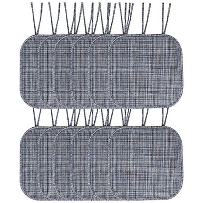 Sweet Home Collection Chair Cushion Memory Foam Pads with Ties Honeycomb Pattern Slip Non Skid Rubber Back Rounded Square 16" x 16" Seat Cover, 12 Pack, Aria Blue/Black 4 Pack - color: Aria Blue/Black, size: 12 Count (Pack of 1)