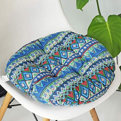 vctops Bohemian Soft Round Chair Pad Garden Patio Home Kitchen Office Seat Cushion Blue Diameter 16" - color: Blue, style: Diameter 16 Inch