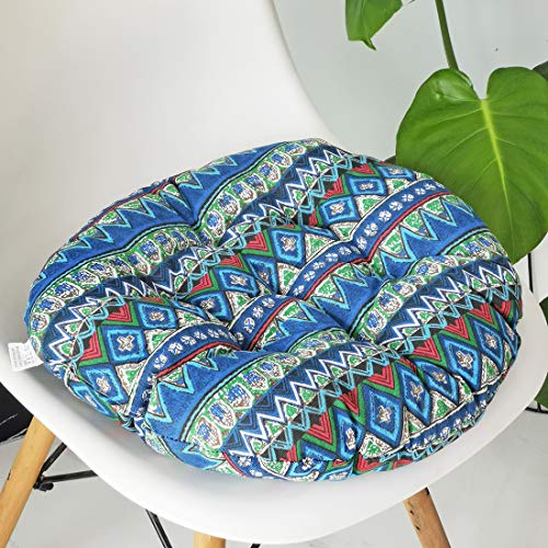 vctops Bohemian Soft Round Chair Pad Garden Patio Home Kitchen Office Seat Cushion Blue Diameter 16" - color: Blue, style: Diameter 16 Inch