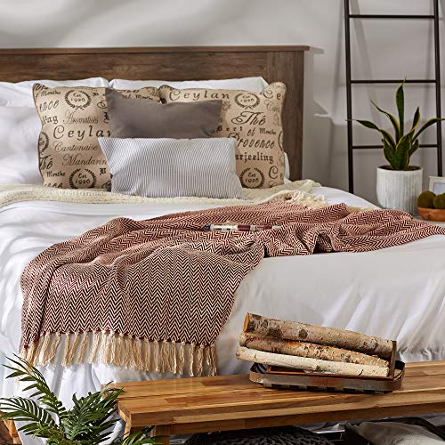 DII Chevron Throw Collection Handloomed Cotton, 50x60, Barn Red - color: Barn Red, size: 50x60"