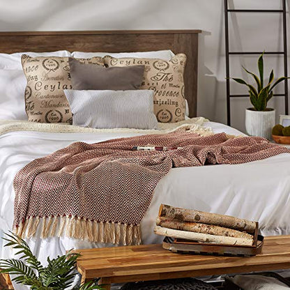 DII Chevron Throw Collection Handloomed Cotton, 50x60, Barn Red - color: Barn Red, size: 50x60"