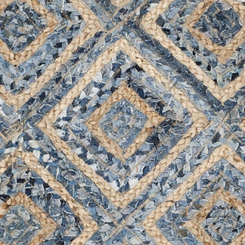 SAFAVIEH Cape Cod Collection Accent Rug - 3' x 5', Natural & Blue, Handmade Flat Weave Diamond Braided Jute & Denim, Ideal for High Traffic Areas in Entryway, Living Room, Bedroom (CAP354A) - color: Natural/Blue, size: 3' x 5' (Rectangular)