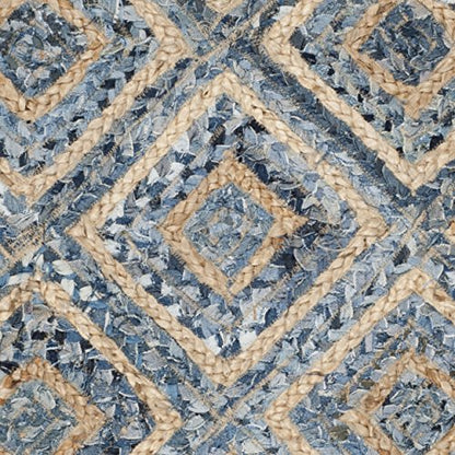 SAFAVIEH Cape Cod Collection Accent Rug - 3' x 5', Natural & Blue, Handmade Flat Weave Diamond Braided Jute & Denim, Ideal for High Traffic Areas in Entryway, Living Room, Bedroom (CAP354A) - color: Natural/Blue, size: 3' x 5' (Rectangular)