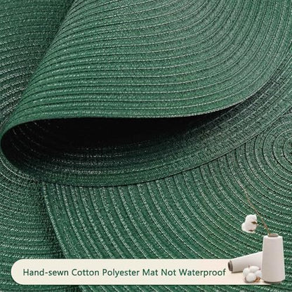 FunWheat Round Braided Placemats Set of 6 Place mats for Dining Tables Woven Heat Resistant Table Mats 15 inch (Dark Green) - color: Solid Dark Green, size: 6pcs