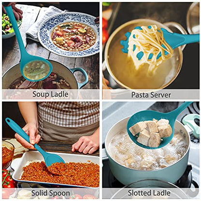 P&P CHEF Kitchen Utensils Silicone Cooking Utensil Set, 28Pcs Baking Utensils Spatulas with Holder, Heat-resistant & Non Toxic, Non-stick & Dishwasher Safe, Blue - color: Blue