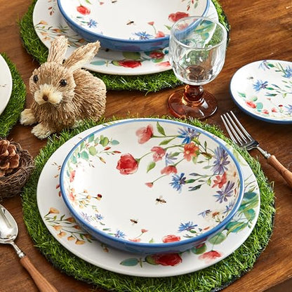 Bico Summer Provence Pasta Bowls, 35oz Salad Bowl Set of 4, Large Ceramic Serving Dinner Bowls for Soup and Cereal, Microwave and Dishwasher Safe, Gift for Housewarming and Thanksgiving - color: Summer Provence