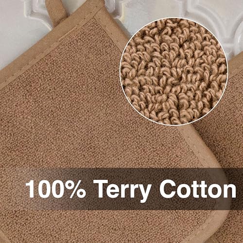 RITZ Terry Potholder & Hot Pad: Unparalleled Heat Resistant, Durable 100% Cotton – Ergonomically Designed for Optimal Grip – Easy-Care Machine Washable – 2-Pack, Mocha - color: Mocha Brown, size: 2-Pack