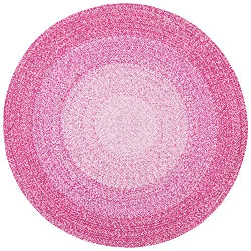 SAFAVIEH Cape Cod Collection Area Rug - 4' Round, Red & Pink, Handmade Braided Cotton, Ideal for High Traffic Areas in Living Room, Bedroom (CAP242Q) - color: Red/Pink, size: 4' (Round)