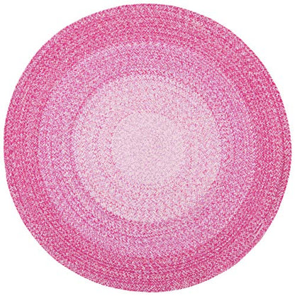 SAFAVIEH Cape Cod Collection Area Rug - 4' Round, Red & Pink, Handmade Braided Cotton, Ideal for High Traffic Areas in Living Room, Bedroom (CAP242Q) - color: Red/Pink, size: 4' (Round)