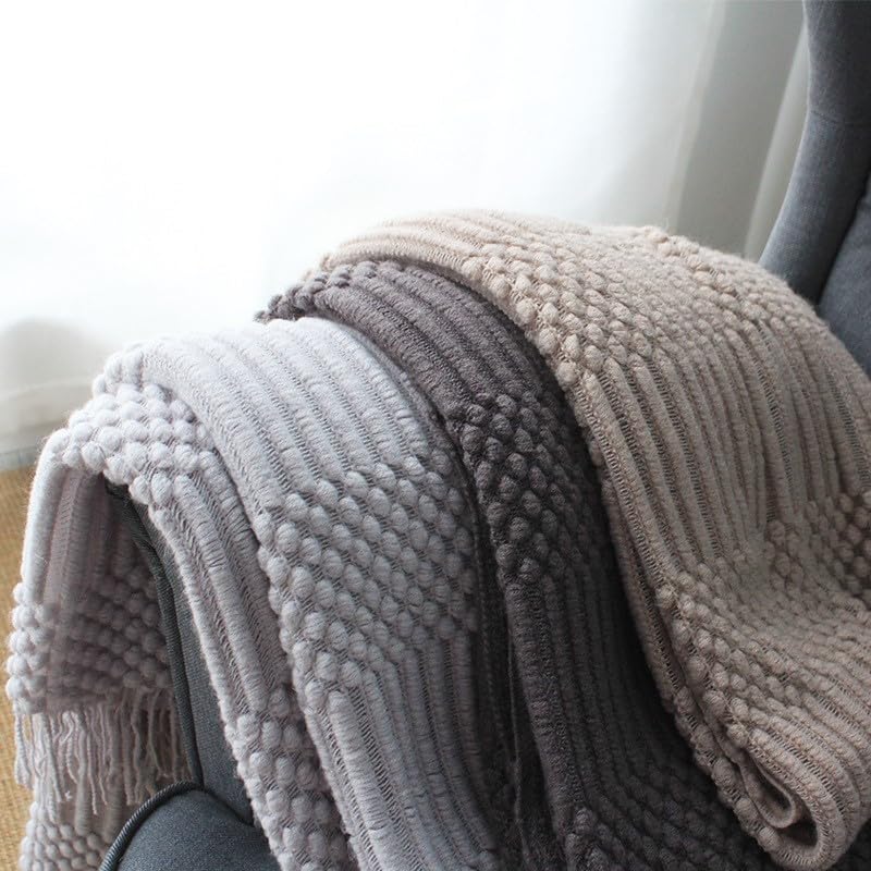 Decorative Throw Blanket, Soft Cozy Woven Boho Giftable for Couch or Bed for Home Decor/Design, 50”L x 95”W, 50”L x 70” (Dark Grey, 127x180cm)