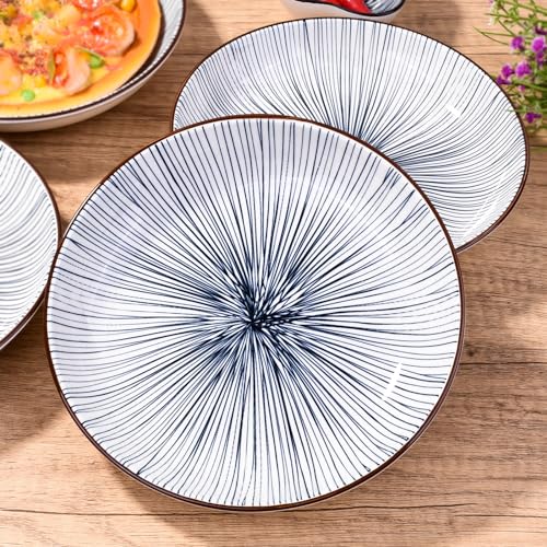 8" Ceramic Dinner Plate - Porcelain Dinnerware - Kitchen & Dining Tableware - Set of 4 (XT) - color: XT