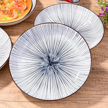 8" Ceramic Dinner Plate - Porcelain Dinnerware - Kitchen & Dining Tableware - Set of 4 (XT) - color: XT